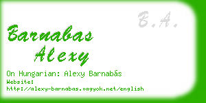 barnabas alexy business card